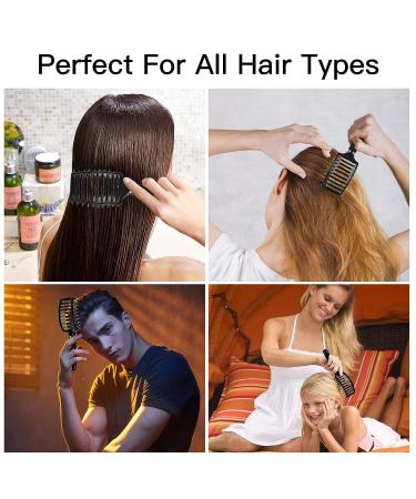 Detangling Brush with Coivos Boar Bristles - Curved Vented Design for Shiny & Healthy Hair - Pink+Black - Ideal for Women, Men, and Kids - Dry and Wet Hair Detangler - Buy Online on GoSupps.com