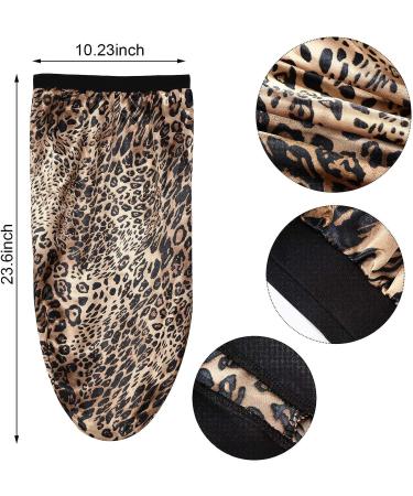 2-Piece Long Satin Bonnet Set for Braids, Dreadlocks, and Curly Hair - Leopard Print Sleep Cap for Long Hair - Buy Online on GoSupps.com