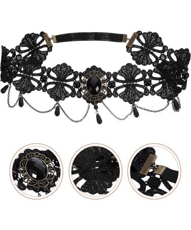 Healvian Gothic Hair Accessories Elastic Lace Headband Halloween Headwear Queen Forehead Band 80s Accessories for Women Masquerade Halloween Hair Accessories - Buy Online on GoSupps.com