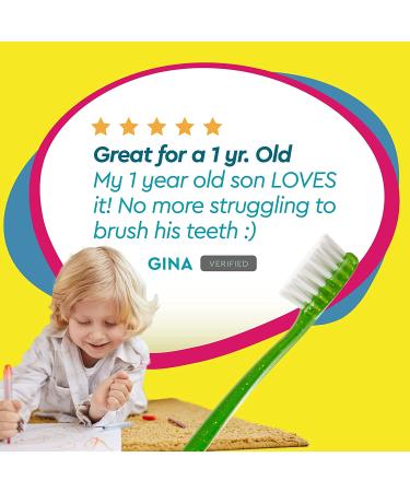 RADIUS Totz Extra Soft Toothbrush for Kids 18+ Months - Green Sparkle - Buy Online on GoSupps.com