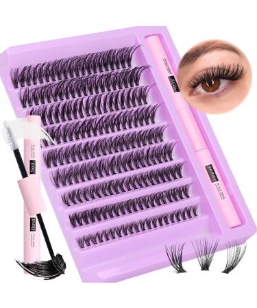 ALICE D13 Lash Clusters Kit: DIY Eyelash Extension Fluffy Cluster Lashes, D Curl, 8-16MM, Strong Hold Natural Look - Buy Online on GoSupps.com
