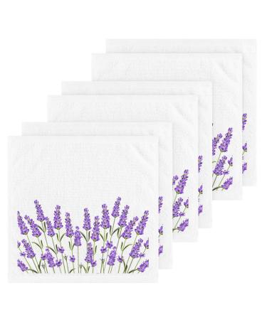 ALAZA Wash Cloth Set Purple Lavender Flowers(n1) - Pack of 6 Cotton Face Cloths Highly Absorbent and Soft Feel Fingertip Towels(238na8b)