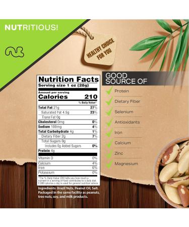 Roasted & Salted Brazil Nuts (32oz) - Fresh Bulk Whole Nuts in Resealable Bag - Healthy Protein Snack, Natural, Keto-Friendly, Vegan, Kosher - Buy Online on GoSupps.com