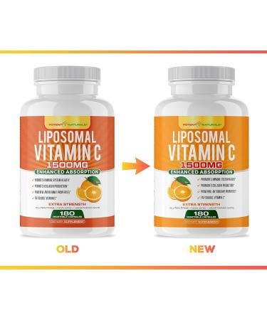 Potent Naturals Liposomal Vitamin C 1500mg - 180 Vegan Capsules | High Dose Ascorbic Acid for Immune Health | Non-GMO - Buy Online on GoSupps.com