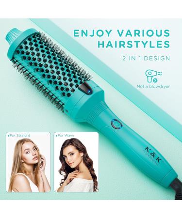 K&K 1.75 Inch Thermal Brush - Professional Heated Curling Ionic Volumizing Dual Voltage - Green Ceramic Tourmaline Brush for International Shipping - Buy Online on GoSupps.com