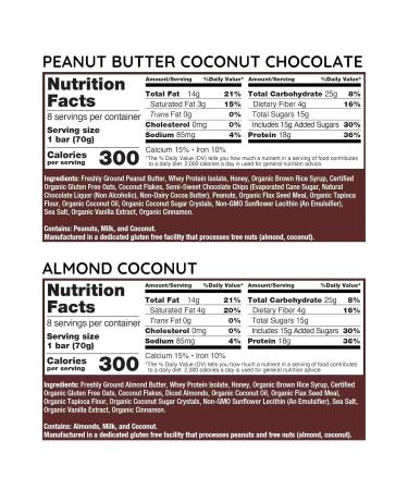 G2G Protein Bar Coconut Lovers 2-Pack 1 Box Peanut Butter Coconut 1 Box Almond Coconut Healthy Snack Delicious Meal Replacement Gluten-Free Refrigerated for Freshness 16 Count (2 Packs of 8) - Buy Online on GoSupps.com