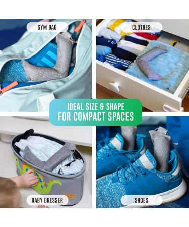 AirClear Bamboo Charcoal Shoe Deodorizer Bags - 4 Pack 3.5oz/100g | Natural Fresh Air Purifier for Shoes, Bags & Clothes | Eliminate Odors & Harmful Particles | Grey Color - Buy Online on GoSupps.com