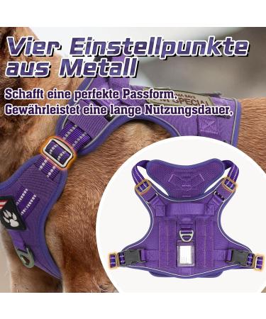 Rabbitgoo Small Dog Harness - Adjustable Anti-Train Robust Tactical Design with Metal Buckles - Perfect for Hiking (Purple) - Buy Online on GoSupps.com