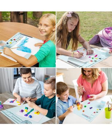Silicone Art Mat with Cup - Painting, Resin Casting, and Crafts - Artist Mat with Pen Holders for Kids - Clay, DIY Creations, Play Doh - Blue - Buy Online on GoSupps.com