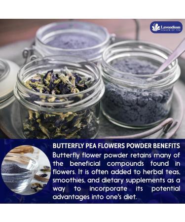 Lavendium Premium 120g (4.23oz) Blue Butterfly Pea Flower Powder 100% Natural and Pure Natural Food Coloring Butterly Pea Flowers Tea No Additives No Gluten No Sugar Vegan CA Butterfly Pea Flowers 120Gr - Buy Online on GoSupps.com