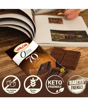CHOCOLATES VALOR Dark Chocolate 70% Cocoa with Orange Pieces without Added Sugar/Gluten 100 g - Buy Online on GoSupps.com