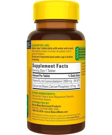 Nature Made Extra Strength Vitamin B12 2500 mcg Tablets - 60 Count for Metabolic Health - Buy Online on GoSupps.com