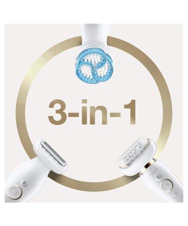 Buy Brown Silk- pil 9 Flex Epilator for Women | Hair Remover with Shaving Attachment & Deep Peeling Brush | Flexible Head Hair Removal 9010 - White/Gold - Buy Online on GoSupps.com
