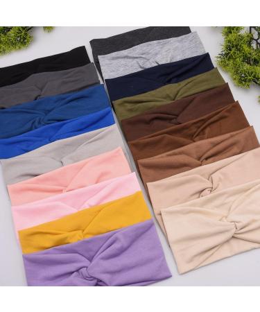 Feqo 18-Piece Elastic Hair Bands & Turbans for Women - Knot Headbands for Yoga Fitness & Sports | 18 Colors Available - Buy Online on GoSupps.com