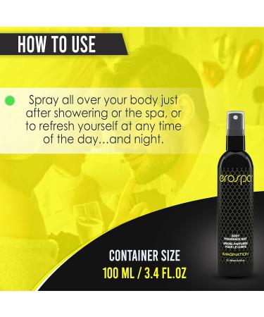 Aromatherapy Body Fragrance Mist 100 ml/3.4 Fl oZ Fragrant Body Spray for Men and Women Sensual Body Scent with Natural Extracts Vegan Gluten Free & 100% Body-Safe (IMAGINATION) - Buy Online on GoSupps.com