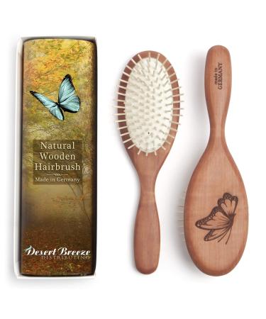 Natural Wood Bristle Hair Brush  Gentle Massage  Pear Wood Handle  Made in Germany  Model PWW  For All Hair Types  Rounded Wood Pins  Anti-Static 1 Count (Pack of 1)