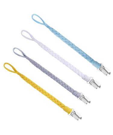 Pacifier Chain Set for Newborns | Cotton Baby Pacifier Bands - 4 Pieces - Triangle Design for Boys & Girls - Buy Online on GoSupps.com