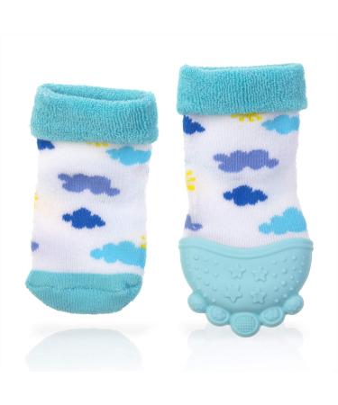 Nuby Soothing Teether Sock  Sky Blue Clouds  5 D. Blue Clouds