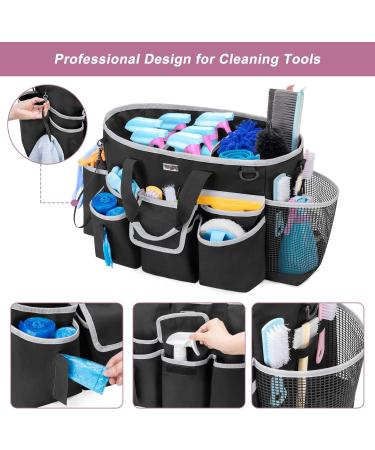 LoDird Cleaning Caddy Bag with 3 Compartments and Pockets - Black/Grey, Organizer for Supplies - Handle & Shoulder Strap, Multifunctional - Buy Online on GoSupps.com
