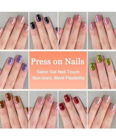  Ceboic Set of 24 short square acrylic press-on nails with glitter - 12 sizes - Full coverage - With gel glue - Buy Online on GoSupps.com