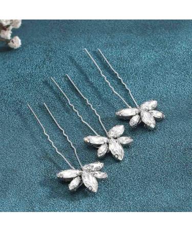 Runmi Silver Wedding Hair Needles - Crystal Bride Headdress Accessories for Women & Girls (3 Pieces) - Buy Online on GoSupps.com