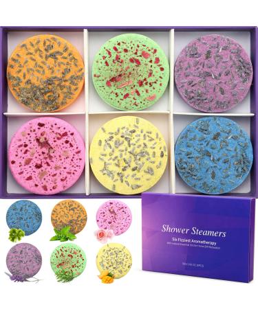 KASTU Shower Steamers Aromatherapy - Bath Bombs Shower Tablets 6 Pcs Gift Set Lavender Eucalyptus Menthol Essential Oil Spa Relaxation and Self Care Stress Relief Bubble Bath Gifts Idea for Men Women