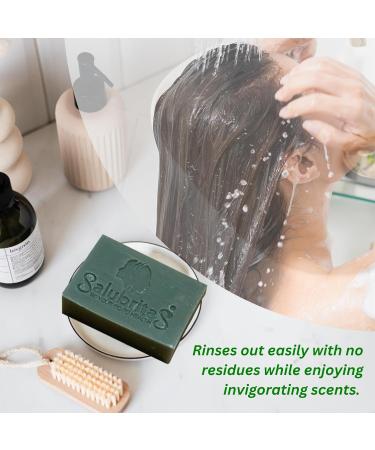 Unique Salubritas Shampoo Hair Bar Handmade Ayurveda 100% Natural Hair Shampoo Bar with Frankincense Argan Marjoram & Eucalyptus Essential Oils Hair Growth & Beard Bar Made in Canada 97g 1 pc - Buy Online on GoSupps.com