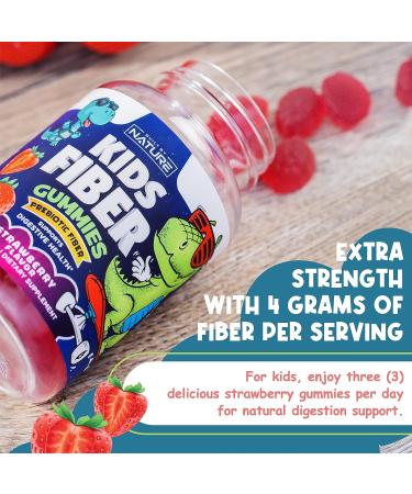 Kids Fiber Gummies - Plant Based Digestive Health Supplement for Children - Non-GMO Prebiotic Fiber Gummy with Chicory Root - Strawberry Flavored - 60 Gummies - Buy Online on GoSupps.com