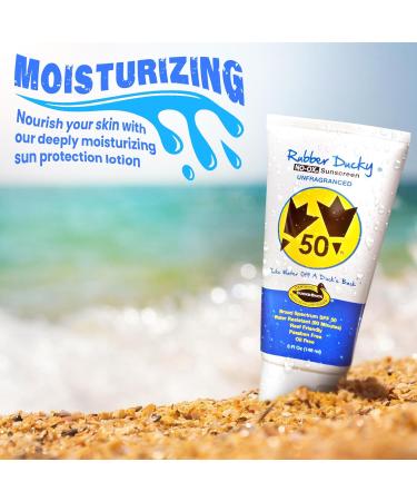Rubber Ducky Vitamin E Sunscreen SPF 50 | Water-Resistant Broad Spectrum Lotion for Face & Body | Oil-Free Moisturizing Sunblock (5oz - Buy Online on GoSupps.com