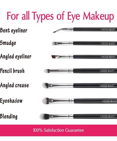 Keshima Professional Eye Makeup Brushes Set - Eyeshadow, Smudge, Blending, Crease, Pencil, Angled & Bent Eyeliner Brushes - Buy Online on GoSupps.com