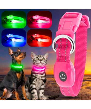 Buy YFBRITE LED Cat & Dog Neck Band - Adjustable Reflective Safety Collar in Pink XS - Comfortable Glowing Puppy Straps - Buy Online on GoSupps.com