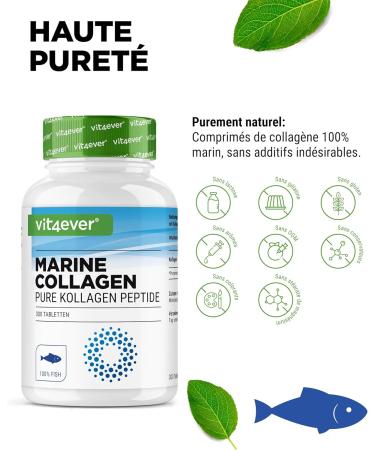 Marine Collagen - 300 Tablets - 3000 mg per daily serving - Premium: 100% hydrolyzed fish collagen peptide type 1 - Fish Collagen - High dosed - Buy Online on GoSupps.com