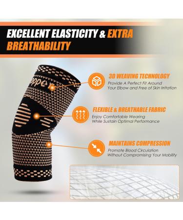 Professional Copper Elbow Bandage - 2 Pack for Tennis & Golfer's Elbow | Arthritis & Tendon Inflammation Relief for Men & Women - Buy Online on GoSupps.com