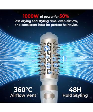 3-in-1 Rotating Hair Dryer Brush Set - Negative Ionic Hot Air Spin Brush Auto-Rotating Curling Brushes for Voluminous Hair - Gold Finish - Buy Online on GoSupps.com