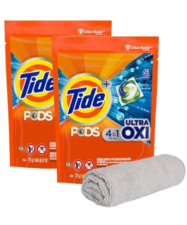 PURPUR Cloth & Tide Ultra Oxi PODS Liquid Detergent Pacs 4-in-1 26 Ct 2 Bags