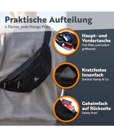 Bellbeat Unisex Black Water-Repellent Belt Bag | Hip Pocket for Festivals Camping & Hiking | Travel Essential - Buy Online on GoSupps.com