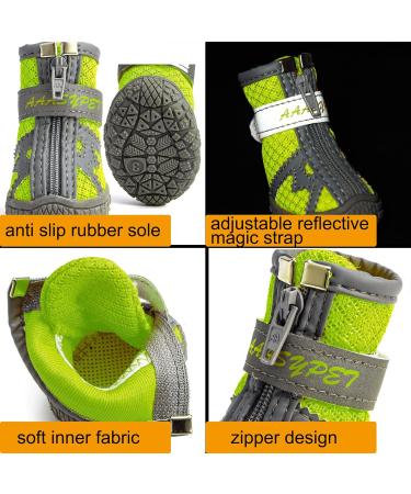 Zweitea Breathable Dog Shoes for Small Dogs - Reflective Adjustable Slip-proof Paw Protection Boots for Chihuahua - Green 3# (1.49x1.69) - Buy Online on GoSupps.com