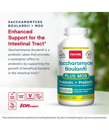 Jarrow Formulas Saccharomyces Boulardii + MOS | 5 Billion CFU | 90 Veggie Capsules - Buy Online on GoSupps.com