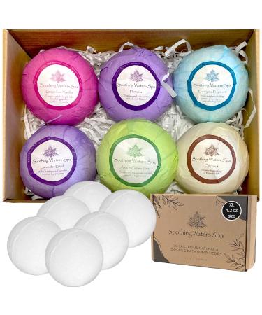 Organic Bath Bombs Gift Set - 6XL Natural Bath Bombs with Shea Butter  Coconut Oil  Essential Oils and 6 Botanic Scents. Ideal Easter and Mother s Day Relaxation Gifts for Women and Girls.
