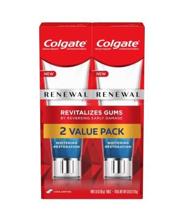 Colgate Renewal Gum Toothpaste for Gum Health, Teeth Whitening Restoration, Cool Mint Gel - 3 Ounce (Pack of 2)