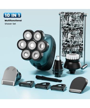 7D Head Shaver for Bald Men | Wyklaus 10-in-1 Electric Razor & Grooming Kit - Waterproof, LED Display, Anti-Pinch, Green - Buy Online on GoSupps.com