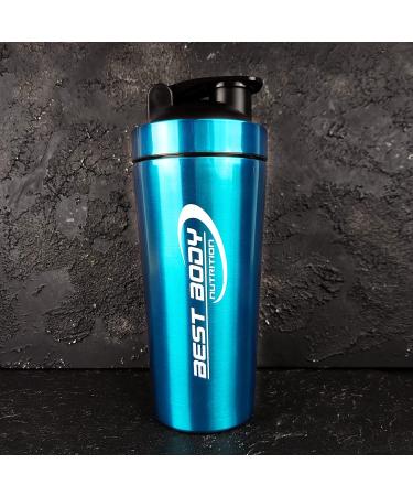 Best Body Nutrition Stainless Steel Protein Shaker - Blue | Integrated Sieve & Spiral Ball | 1 Piece for Optimal Mixing - Buy Online on GoSupps.com