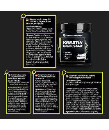 Cr atine Monohydrate Creapure 500g Poudre 100% Pure Augmentation & Force Musculaire 147 Portions Ultra Fine Facteur De Maille 200 Go t Neutre 100% Vegan Sans Additifs Inutiles - Buy Online on GoSupps.com