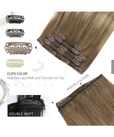 Shop Moresoo Real Hair Extensions Clip - Light Brown Remy Clip-In Extensions #8/22/8 | 5PCs 80g 30cm - Premium Quality! - Buy Online on GoSupps.com