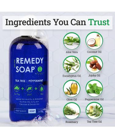 Remedy Tea Tree Oil Body Wash | 100% Natural Shower Gel for Athlete's Foot & Skin Irritations | Tea Tree, Mint & Aloe Skin Cleanser - Buy Online on GoSupps.com