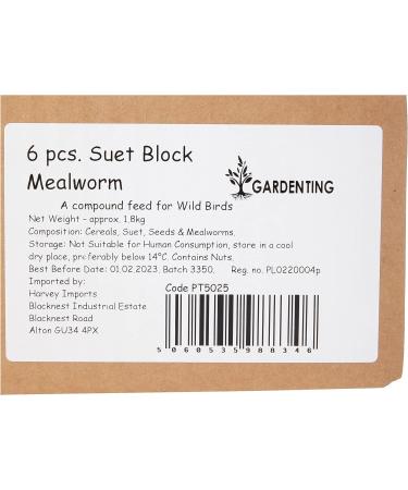 Garden Ting Mealworm Suet Block Wild Bird Treat 6 x 300g - Buy Online on GoSupps.com