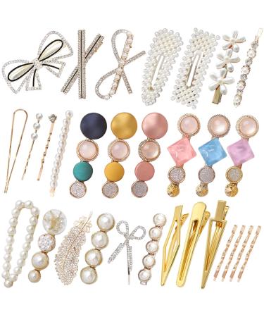 KEYRI 30 Pcs Pearl Hair Clips Hair Accessories for Women Hair Barrettes Headwear Styling Tools Makeup Hair Clips Women Curl Pin Clips for Bangs Snap Hair clips Hairpins Gifts for Girls (30 Pieces)