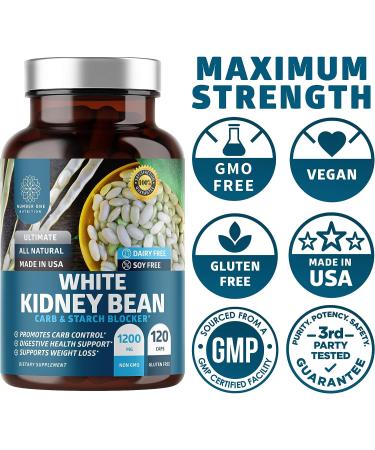 N1N Premium White Kidney Bean Extract 120 Caps - Max Strength for Carb Absorption, Digestion & Energy - Non GMO & Gluten Free - Buy Online on GoSupps.com
