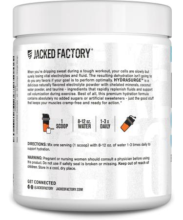 Jacked Factory HYDRASURGE Electrolyte Powder - Hydration Supplement with Key Minerals Himalayan Sea Salt Coconut Water - Keto Friendly Sugar Free Naturally Sweetened - 60 Servings Orange Mango - Buy Online on GoSupps.com