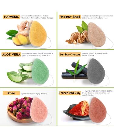 Konjac Exfoliating Organic Cleansing Facial Sponges Set | Natural Walnut Charcoal Scrubbers for All Skin Types | Ideal for Makeup Removal & Body Exfoliation - Buy Online on GoSupps.com